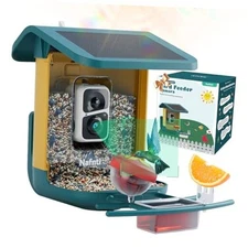 2K Smart Bird Feeder with Camera for Outdoor, Solar Powered, AI Identify 