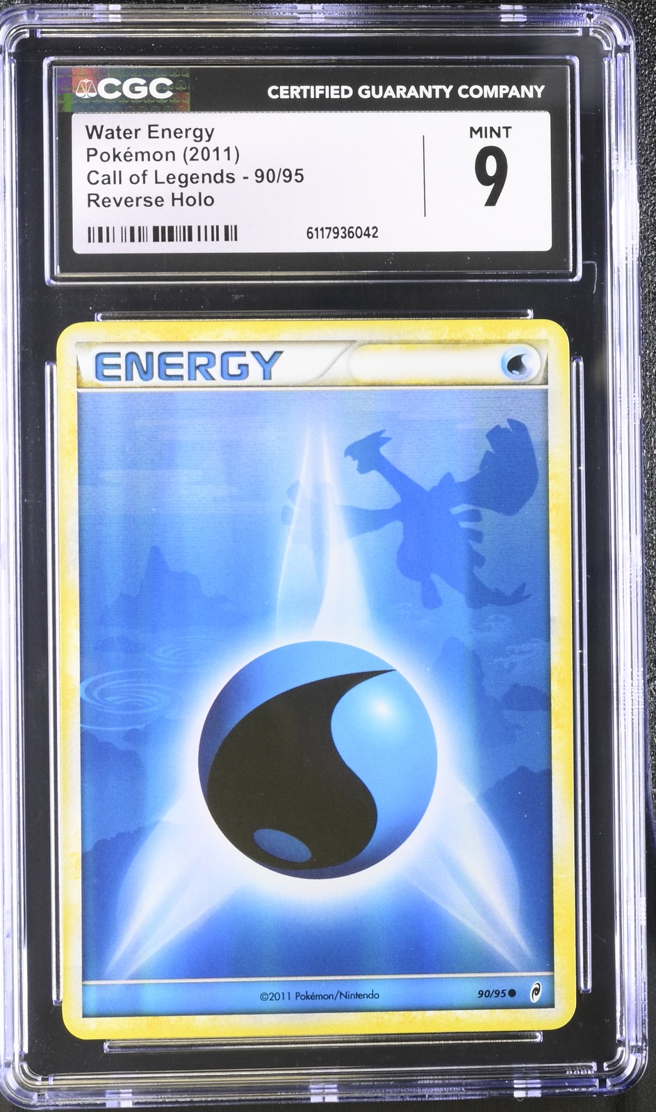 CGC 9 MINT Water Energy 2011 Call of Legends 90/95 Reverse Holo Pokemon Card