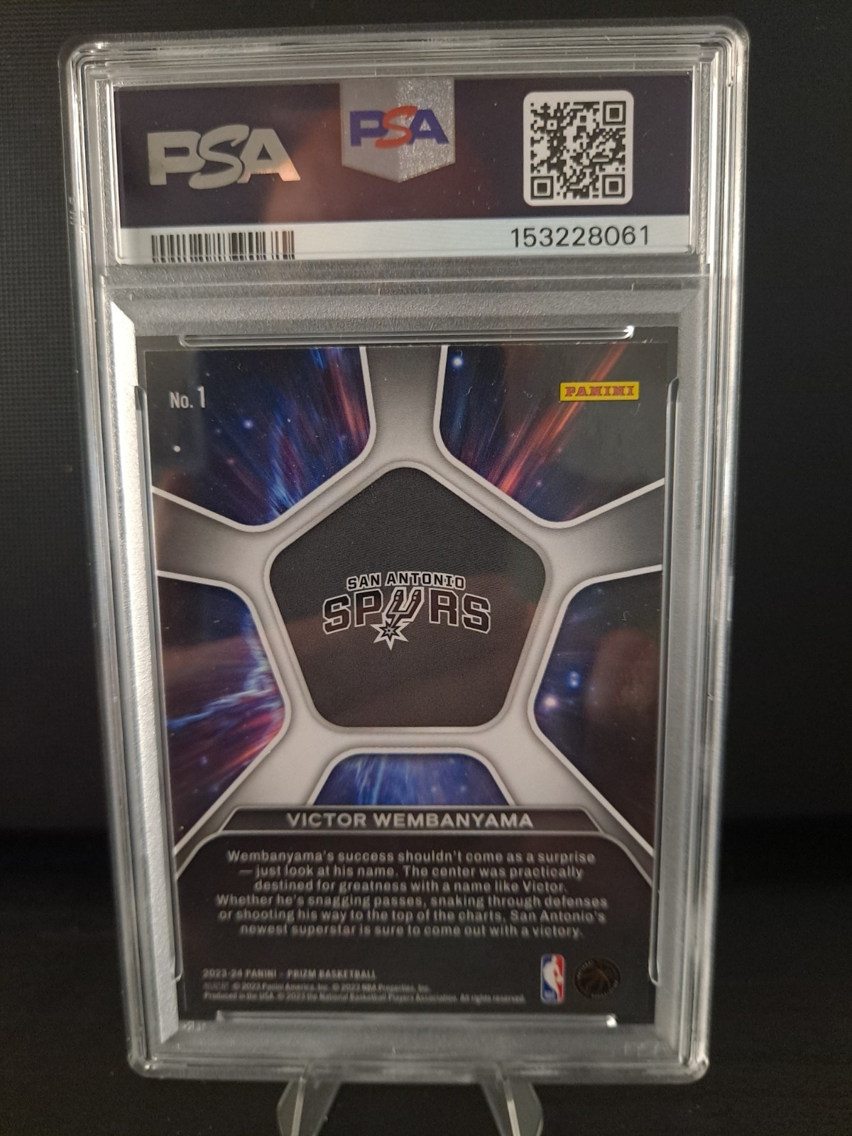 2023-24 Panini Prizm - Deep Space Victor Wembanyama #1 (RC) PSA 9 Mint view 2