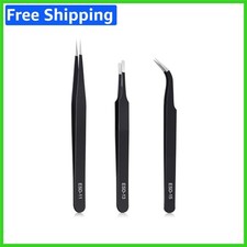 Versatile 3-Piece Anti-Static Tweezer Set for Crafts, Jewelry, and Electronics