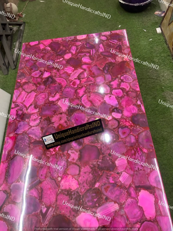 Handmade Pink Agate Stone Coffee Table – Luxury Living Room Home Decor slabs - Image 4 of 4