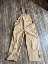 CARHARTT OVERALLS MENS 46X30 TAN R01 BRN DOUBLE KNEE