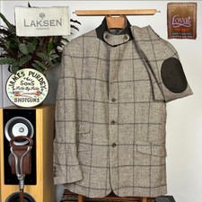 Laksen (44R) Lovat Tweed Glen Check POW Action Back Half Norfolk Blazer Jacket