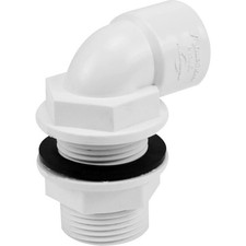 Solvent Weld Overflow Tank Connector 22mm Bent - White