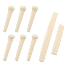 6 Bridge Pins +  + bridge  Bone / Bone Acoustic Guitar white B5I51768