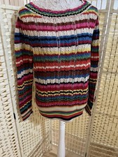Inkadoro Pointelle Pullover Pulli Gr. 14 gestreift offen Strick Alpaka Mischung #Posten 18