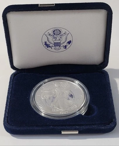 2007 W American Silver Eagle $1 Dollar 1 Oz 999 Silver, Uncirc, With Case & COA