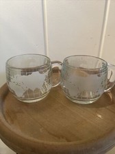 Lot of 2 Vintage Nescafe Nestle Globe Coffee Mugs Tea Cup Etched. Taste Your Way