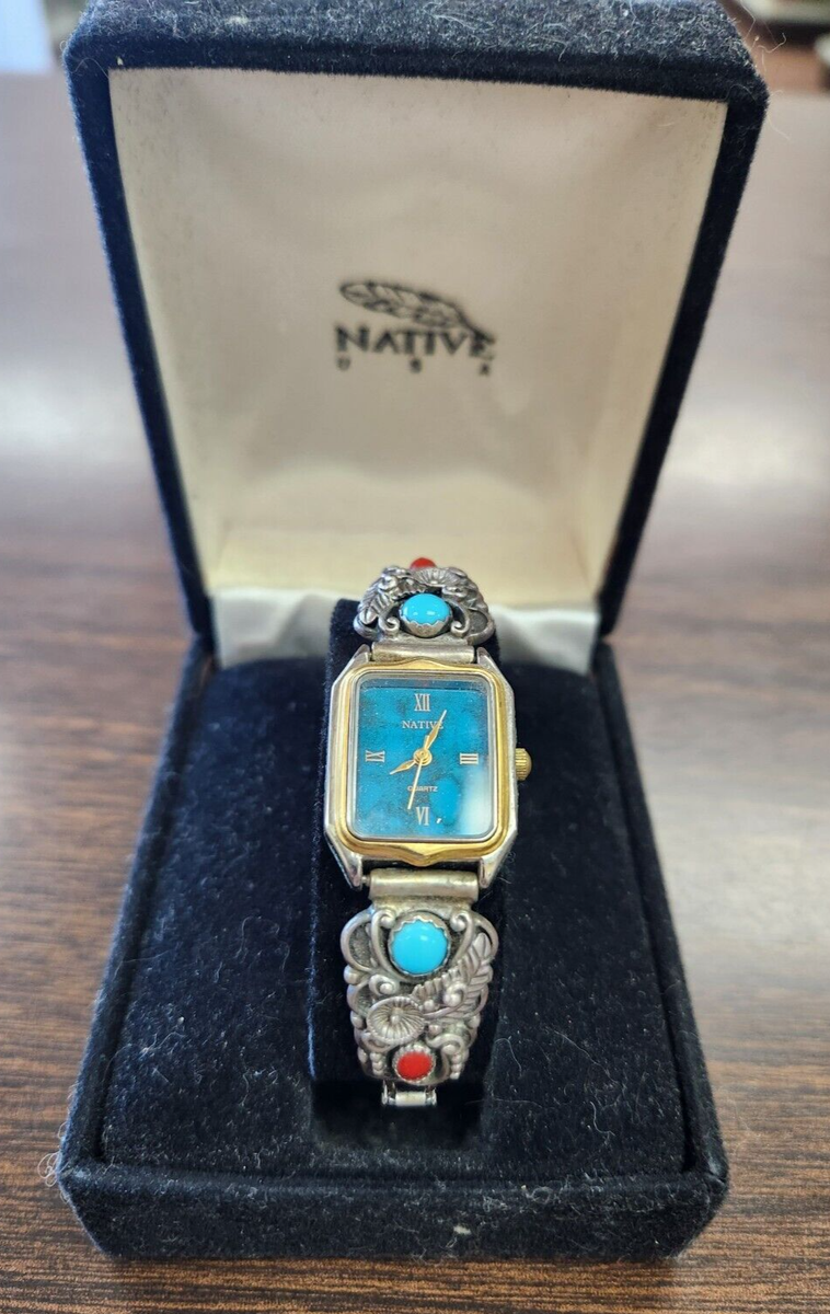 Navajo Watch Native American STC Sterling Silver Turquoise  display picture 2