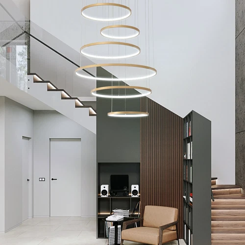 Modern Luxury 6 Rings Circles LED Crystal Pendant Lamp Galaxy Ceiling light Loft