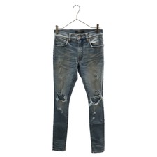 AMIRI THRASHER JEAN Damaged Slasher Stretch Skinny Denim Pants Indigo Used