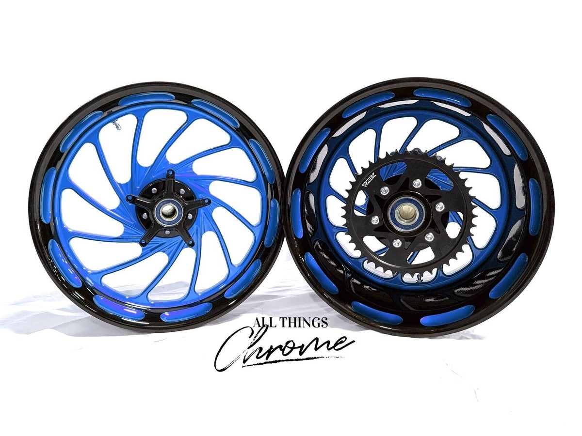 NINJA 240 FAT TIRE BLACK & CANDY BLUE TURBO WHEELS 10-15 KAWASAKI