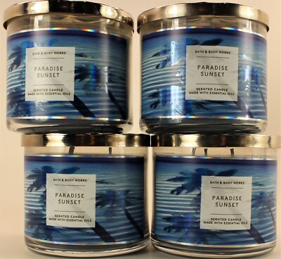 QTY 4 x Bath & Body Works PARADISE SUNSET 3 Wick 14.5 Oz Scented Candle
