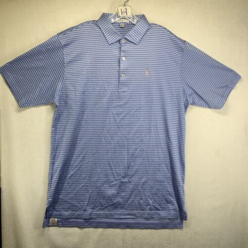 Polo Peter Millar uomo taglia grande lavanda righe logo ricamato cotone