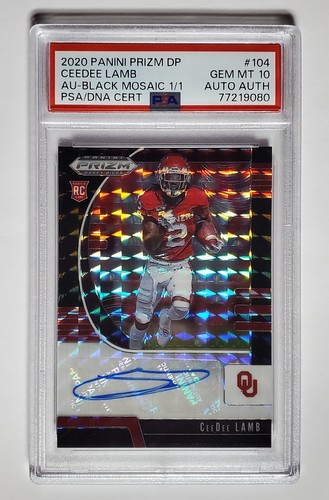 2020 Panini Prizm Draft Black Mosaic CeeDee Lamb Auto 1/1 PSA 10
