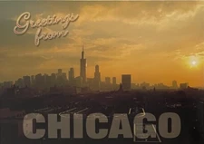 Greetings From Chicago Sunrise Postcard