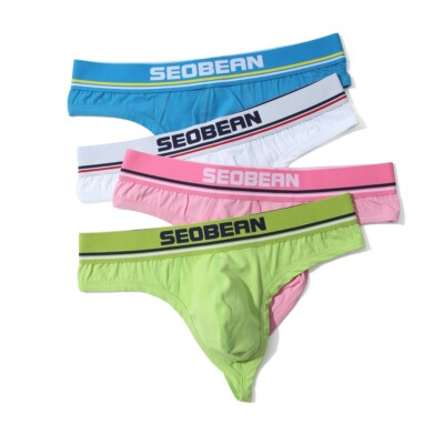 Seobean Men's Sexy Lingerie Thongs G-string Underwear Low Rise T Bikini Briefs