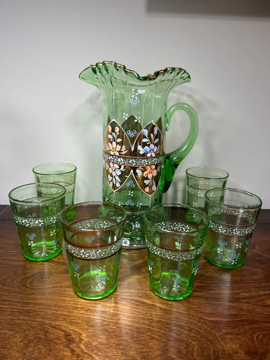 Green Glass Jugs & Pitchers Collectible 1850-1899 Time Period