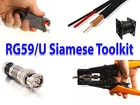 500FT Black RG59 + DC Power  Siamese Security Camera Cable + Tool Kit CCTV