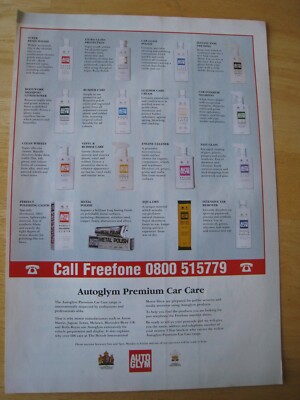 AUTOGLYM PREMIUM AUTOPFLEGESORTIMENT PRODUKTE 1999 WERBUNG A4 AKTE 27