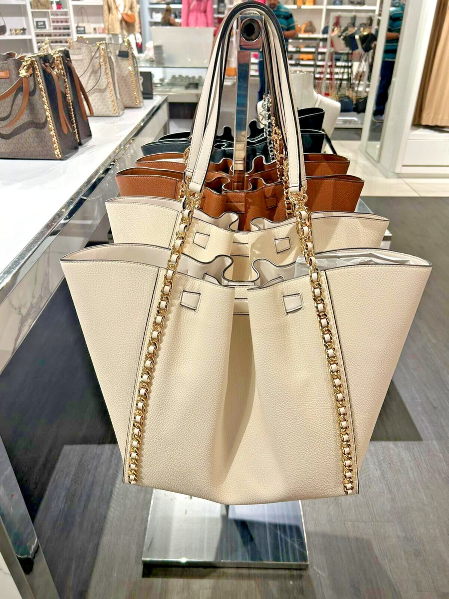 Michael Kors Mina Women Large Belted MKCharm Chain Tote Shoulder 