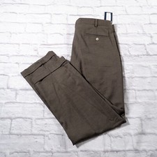 NWT Roundtree Yorke Travelsmart Classic Fit Brown Pleated Dress Pants 36x30