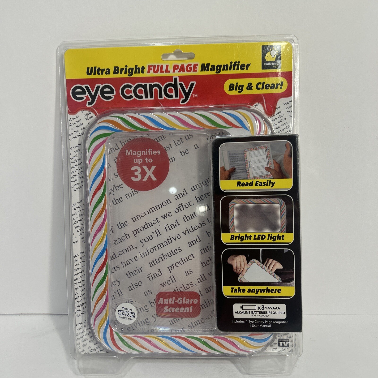 Eye Candy UltraBright FullPage Magnifier, As Seen On TV, Magnifies Up