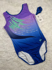 NWT GK ELITE Gymnastics Leotard Dreamlight Adult Extra Large AXL Purple Blue
