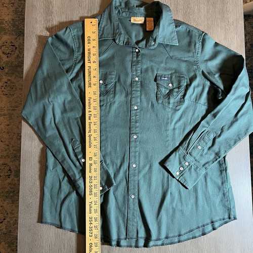 Wrangler Western Cowgirl Pearl Snap Green XXL Stretch Rancher Work Wear - Picture 7 of 11