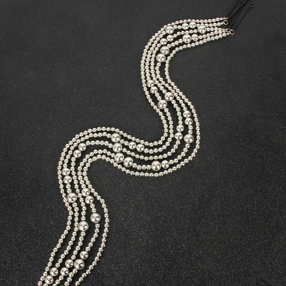 Acessório de cabelo feminino estilo boho corrente de cabelo borla prata miçangas 4 peças - Imagem 2 de 4