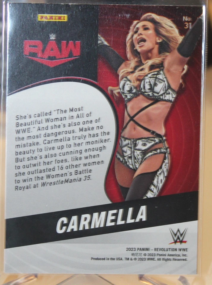 2023 Panini Revolution WWE Wrestling #31 Carmella Base Trading Card RAW - Image 2 of 2