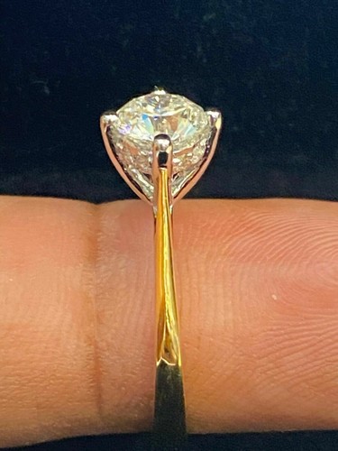1,07 Cts Tondo Brillante Taglio Diamanti Solitario 4-Claw Anello In 750 18K Oro - Foto 3 di 10