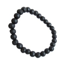 NEW Ebony Wood Round Bead Gemstone Bracelet 8mm Stretchy Elastic - One Size