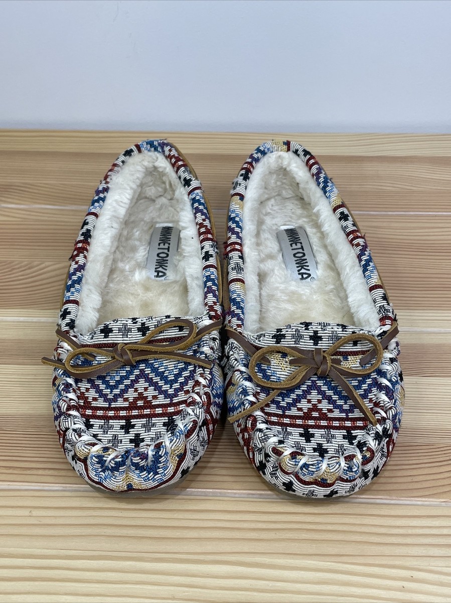 Minnetonka Moccasins Southwest Lined Slipper Shoes Womens Size 6
