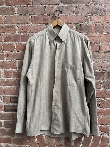Paul Stuart Men’s Shirt, Sz Small, Olive/Red Glen Plaid 100% Cotton, Italy - Picture 3 of 6