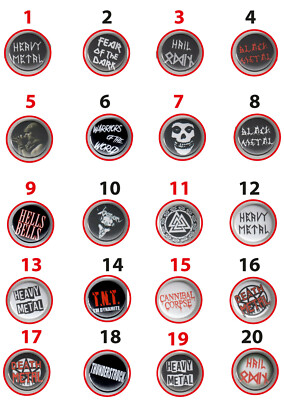 HEAVY METAL ''BUTTONS''METAL/BLACK METAL/HELLS BELLS/WARRIORS OF THE WORLD/ETC.