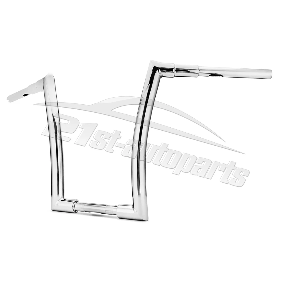 14" Horn Ape Hanger 1.5" Fat Bar Handlebar For Harley Dyna Softail Road King XL - Imagem 4 de 4