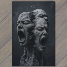 4x6"  Screaming Faces Frozen Masks Halloween Weird Strange Unusual Creepy