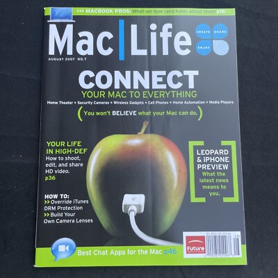 MacLife Magazine August 2007 Connect Mac To Everything Leopard iPhone HD Video