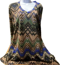 Ladies Large-XL Win Win Flared Tunic With Bell Sleeves, Multicolor