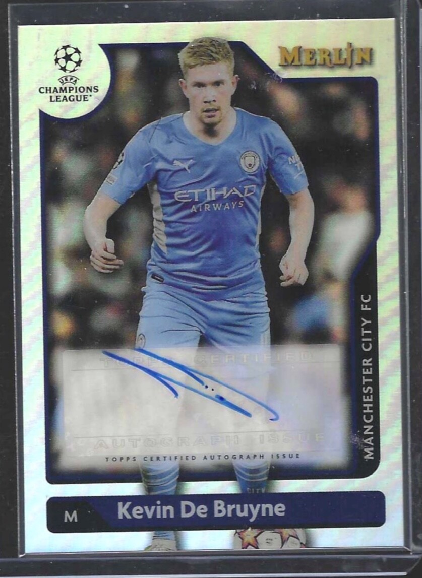 KEVIN DE BRUYNE 2021-22 TOPPS MERLIN UEFA SILVER REFRACTOR AUTO #A