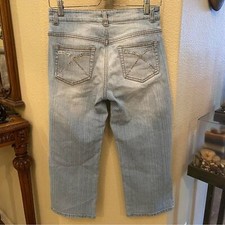 CACHE Women Light Blue Rhinestone Bling Bling Stretchy Cropped Jeans Size 4