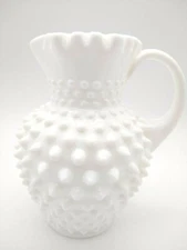 FENTON Glass White Milk Glass French Hobnail #3762 Pitcher