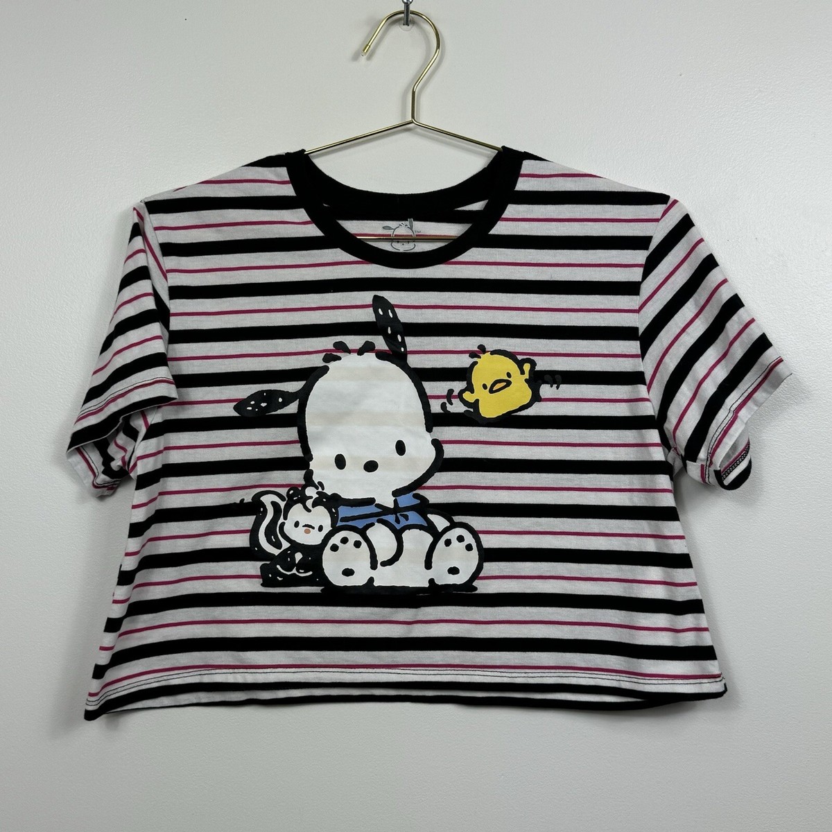 Sanrio Pochacco Striped Ringer T-Shirt Hello Kitty Retro