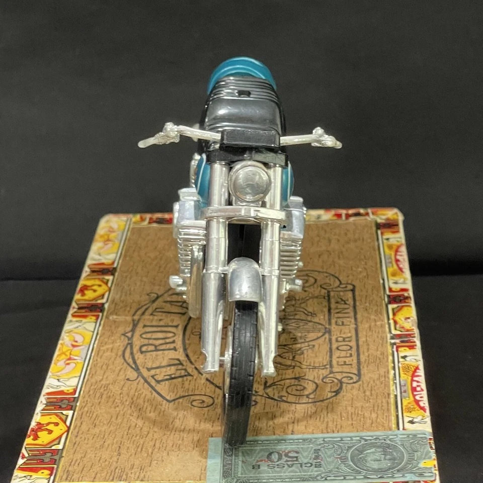 Harley-Davidson 1981 motocicleta verde cuerda de tracción juguete de trabajo KidCo Inc Foto 2 de 4