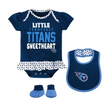 Tennessee Titans NFL Infant Navy Blue "Little Sweet" Creeper, Bib & Bootie Set