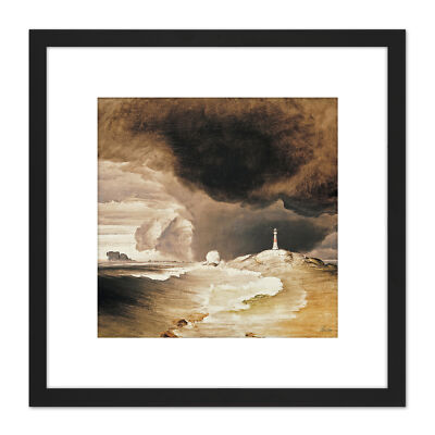 Peder Balke Leuchtturm an der norwegischen Küste Platz gerahmte Wandkunst 8 x 8 Zoll
