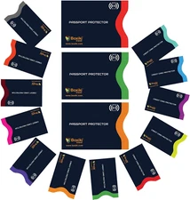 RFID Blocking Sleeves, Set with Color Coding. Identity Theft Prevention RFID