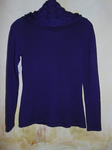 Tahari Cowl Neck Sweater Purple Abstract Cable Womens Knit Whimsigoth Classic XS - Picture 10 of 13