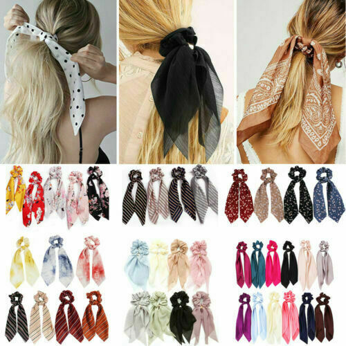 Floral Hair Scrunchie Band Bow Tie Rope Elastic Hair Accessory